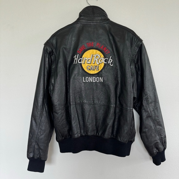 Vintage Hard Rock Cafe Save The Planet London Leather Jacket Vest Mens Medium